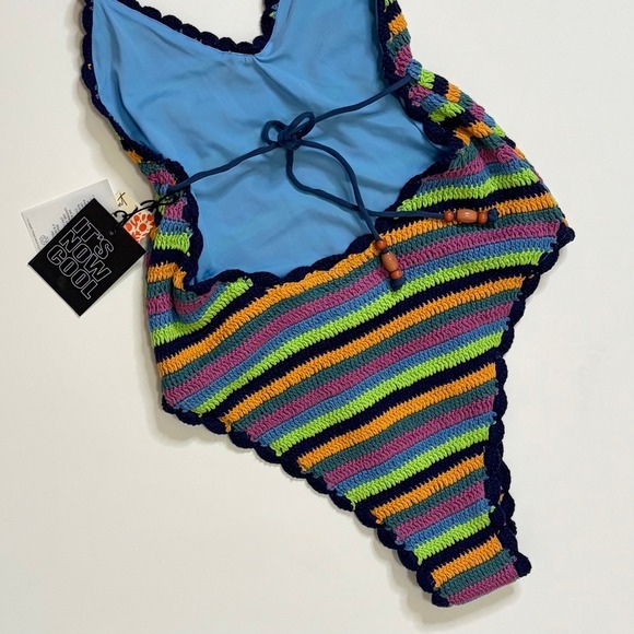 NWT!! FREE PEOPLE It's Now Cool the Crochet Tie One Piece Swimsuit Medium Large - Picture 11 of 16